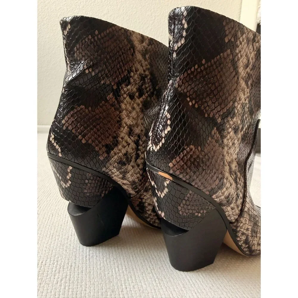 Vince Camuto Kenney Snake Print Peep Toe Ankle Booties Size 8.5 M